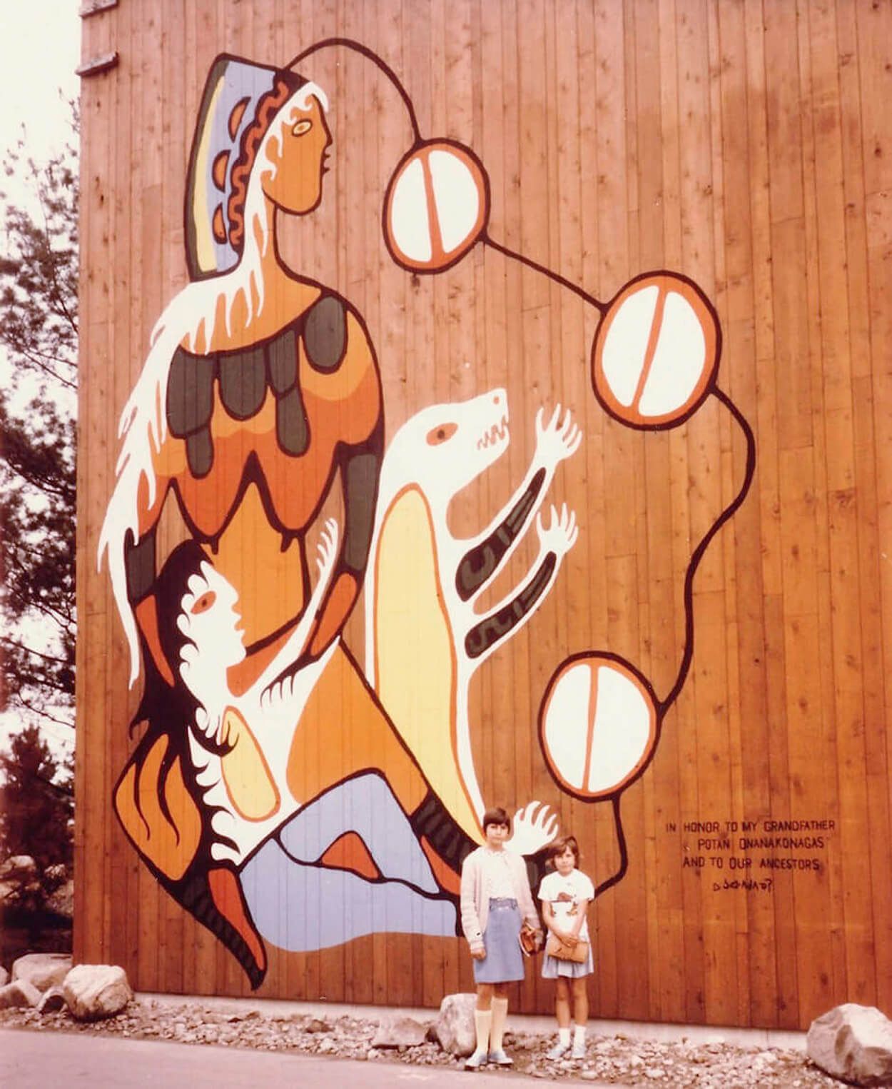 Carl Ray helped Norval Morrisseau paint this Expo 67 mural.