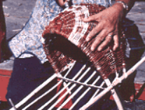 A reed basket in the making.